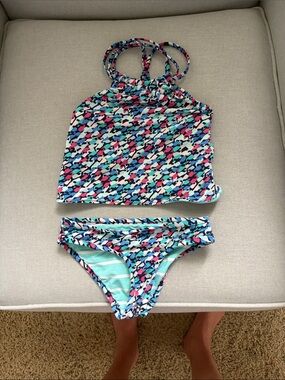 Vineyard Vines Girls' Reversible Swimming Whales Tankini Swimsuit